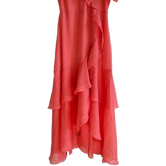 BCBGENERATION Women’s High Low Tiered Ruffled Asymmetric Maxi Dress Coral Size 8 - Picture 6 of 12